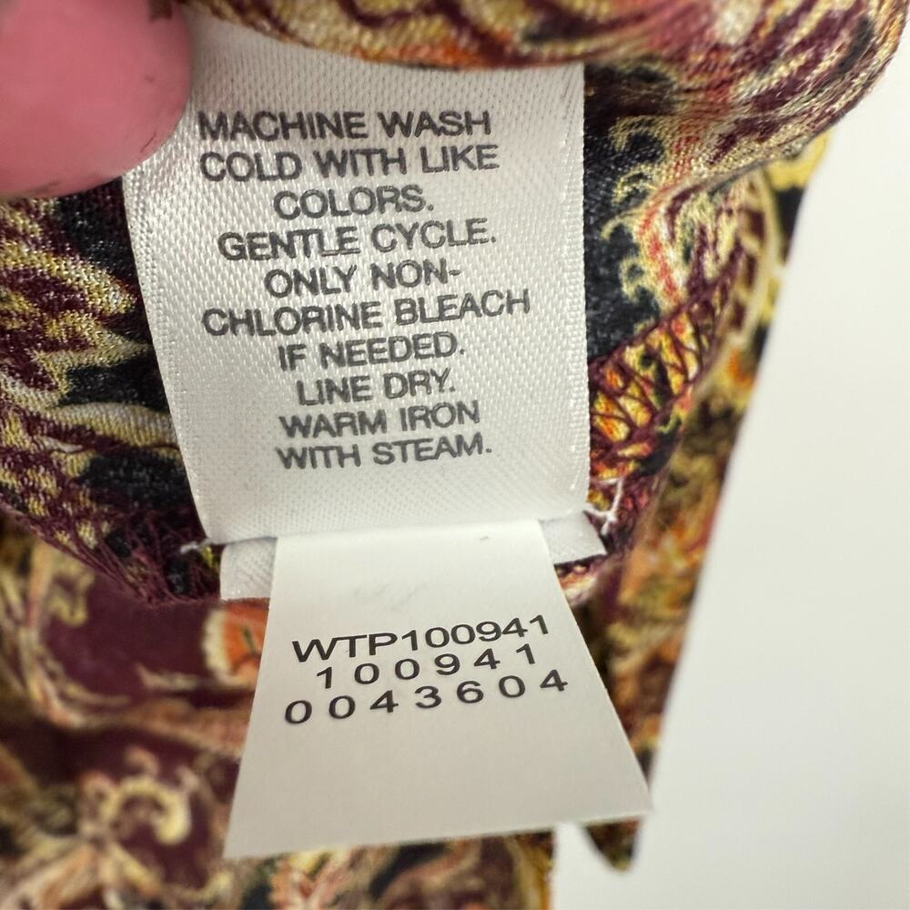 NWT J. JILL Tunic Top Womens S Brown Batik Baroque Paisley Long Sleeve Boho - Picture 8 of 8